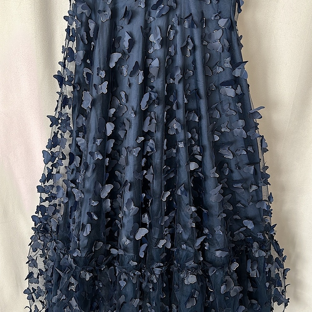 Lulus Navy Blue Butterfly Spaghetti Straps Lace Up Midi Dress **Size M** 🦋🦋 - Picture 9 of 10